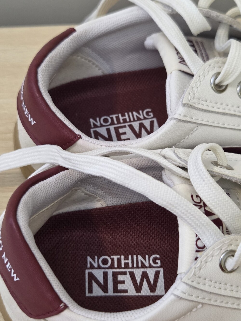 Women's White Casual Sneakers with Maroon Accent